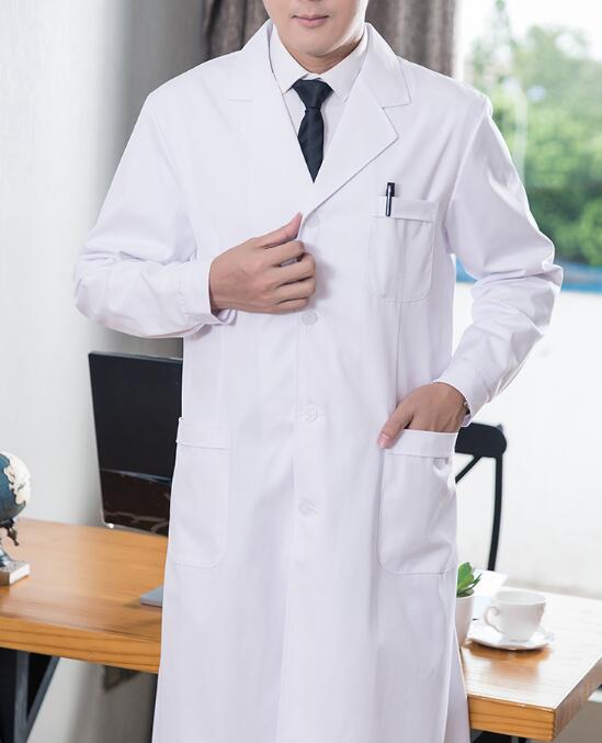 Medical Lab Gown - Arztuniform für Herren, Weißer Laborkittel, Langer