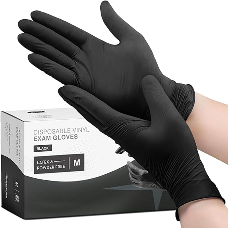 Disposable Gloves Nitrile - 20/50/100 Stück Einweg-Nitrilhandschuhe, rutschfest, schwarz, Industriehandschuhe