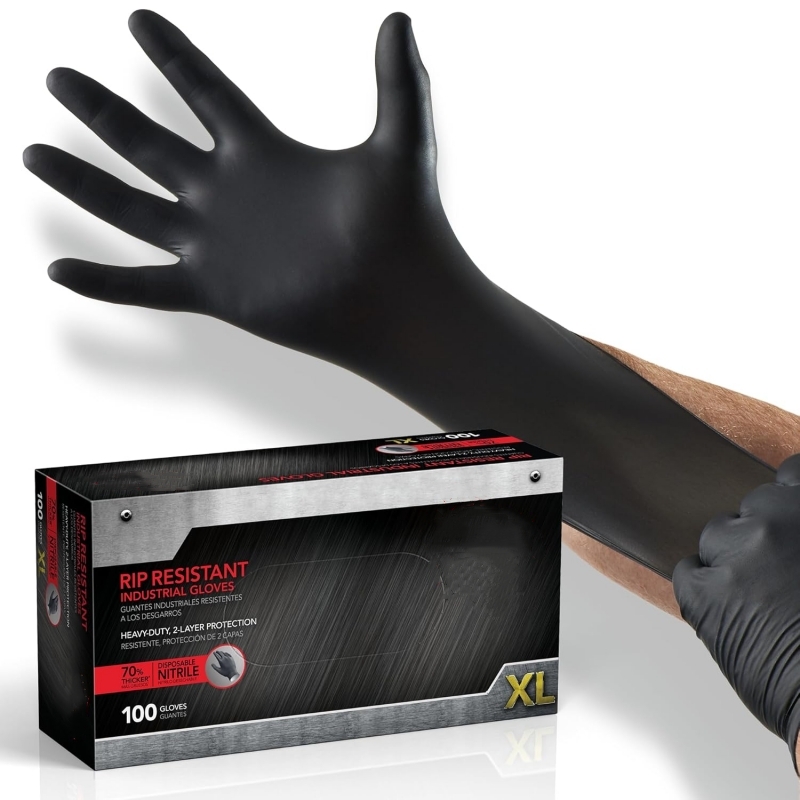 Disposable Gloves Nitrile - 100 Stück Schwarze Nitrilhandschuhe Einweg Latexfrei