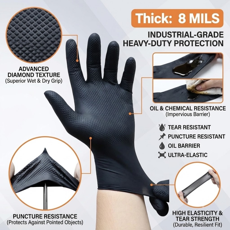 Robuste Schwarze Industrielle  – Disposable Gloves Nitrile Bewertung und Preis